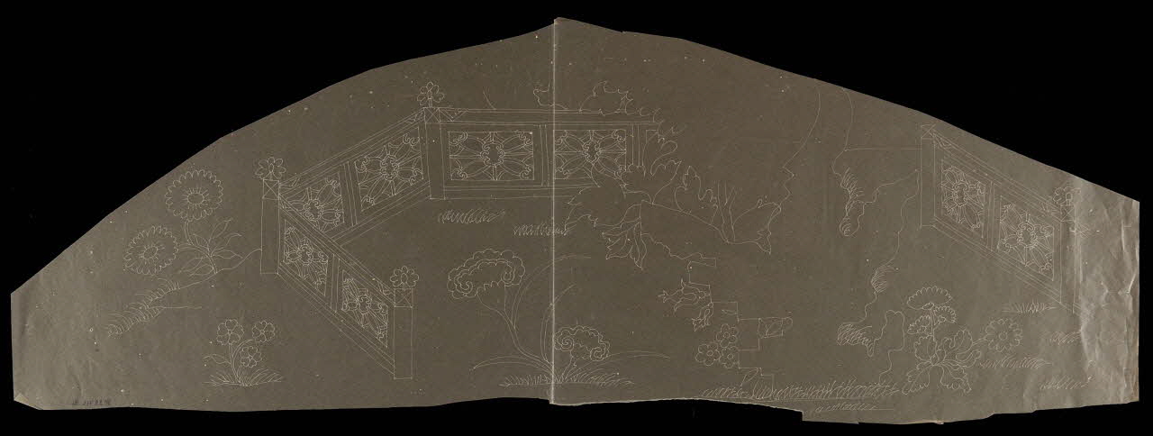 dessin Poncif avec fleurs et élément d'architecture 1980.28.715.96 Photo