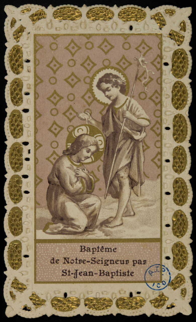 image pieuse Baptême  de Notre-Seigneur par  St-Jean-Baptiste 1980.31.100 Photo