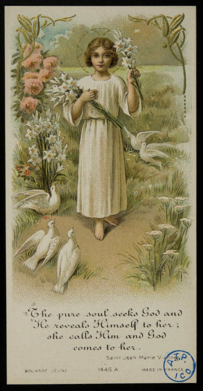 image pieuse Enfant tenant fleurs 1980.31.106 Photo