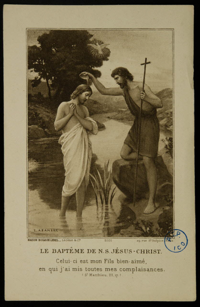 Etienne Azambre ; Bouasse-Lebel image pieuse LE BAPTEME DE N.S. JESUS-CHRIST. Paris 1935 1980.31.140 Photo