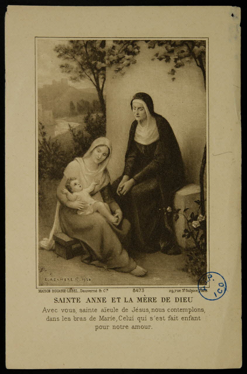 Etienne Azambre ; Bouasse-Lebel image pieuse SAINTE ANNE ET LA MERE DE DIEU Paris 1937 1980.31.141 Photo