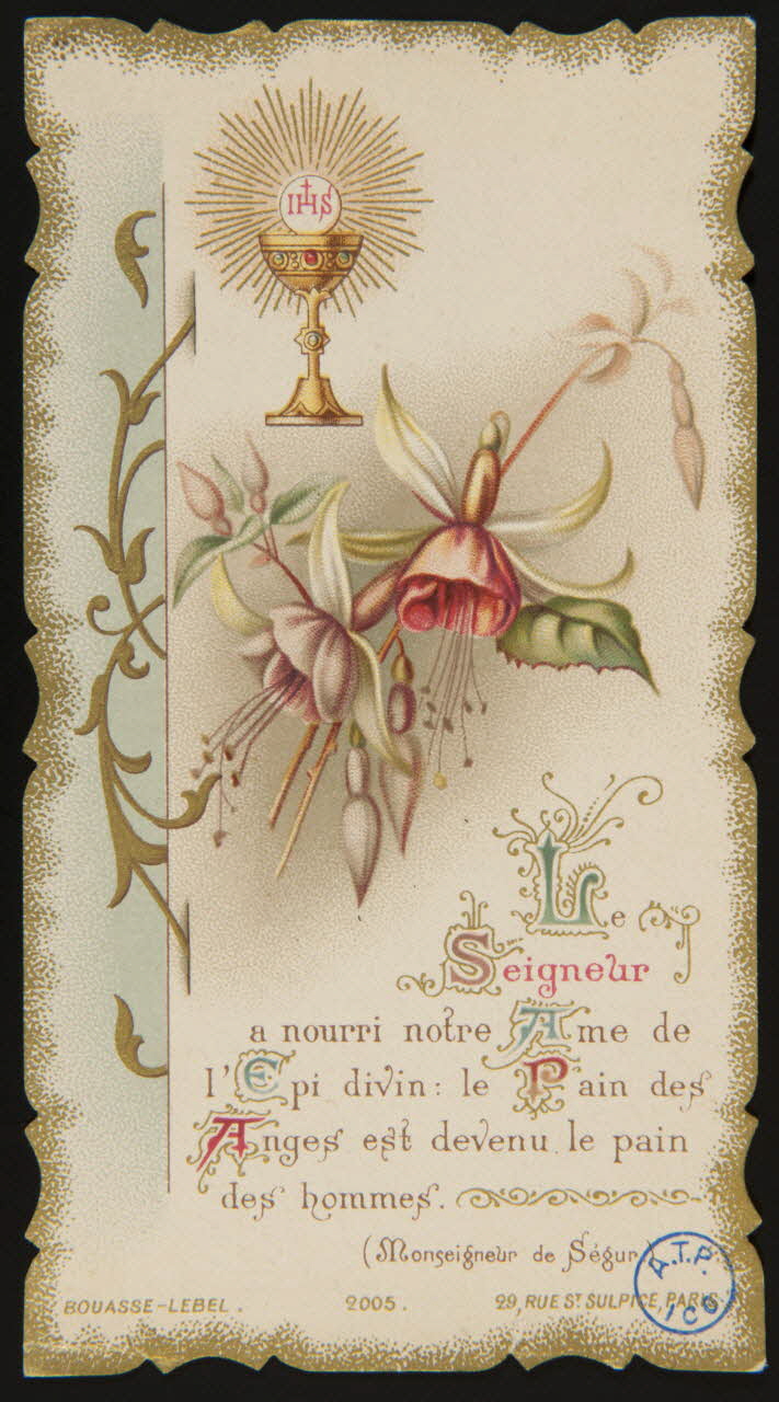 Bouasse-Lebel image pieuse Le  Seigneur  a nourri notre Ame de  l'Epi divin : le Pain des  Anges est devenu le pain  des hommes. Paris 1900 1980.31.17 Photo