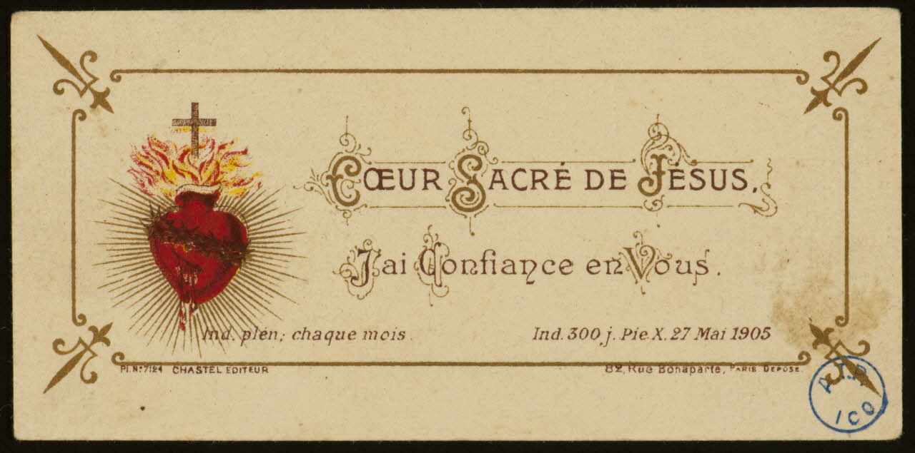 image pieuse COEUR SACRE DE JESUS.  J'ai Confiance en Vous. 1980.31.3 Photo