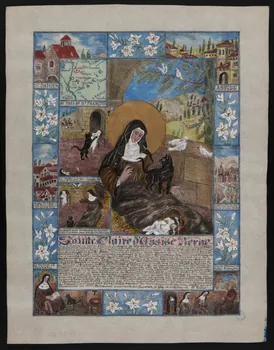 Coincy-Saint-Palais livre d'heures Image religieuse, vie de Sainte Claire d'Assise Vierge 1955 1980.37.20 Photo