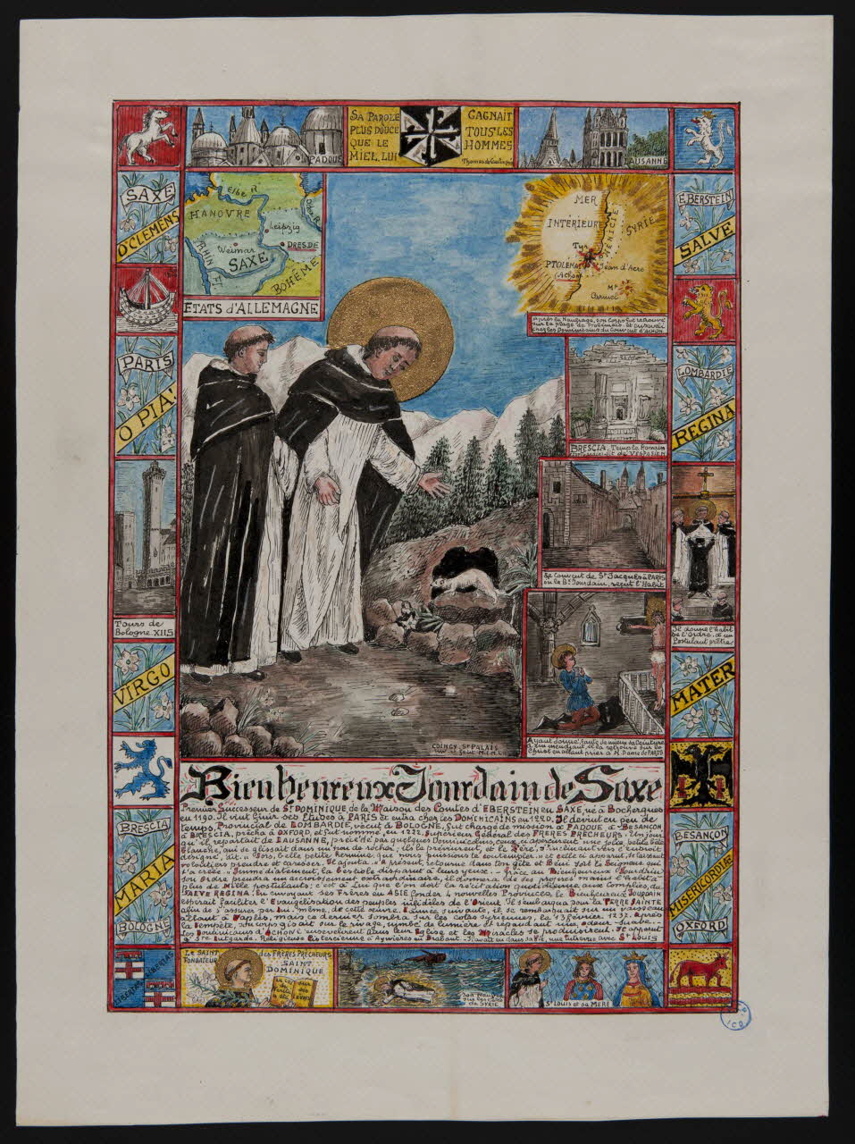 Coincy-Saint-Palais livre d'heures Image religieuse, vie du bienheureux Jourdain de Saxe 1952 1980.37.25 Photo