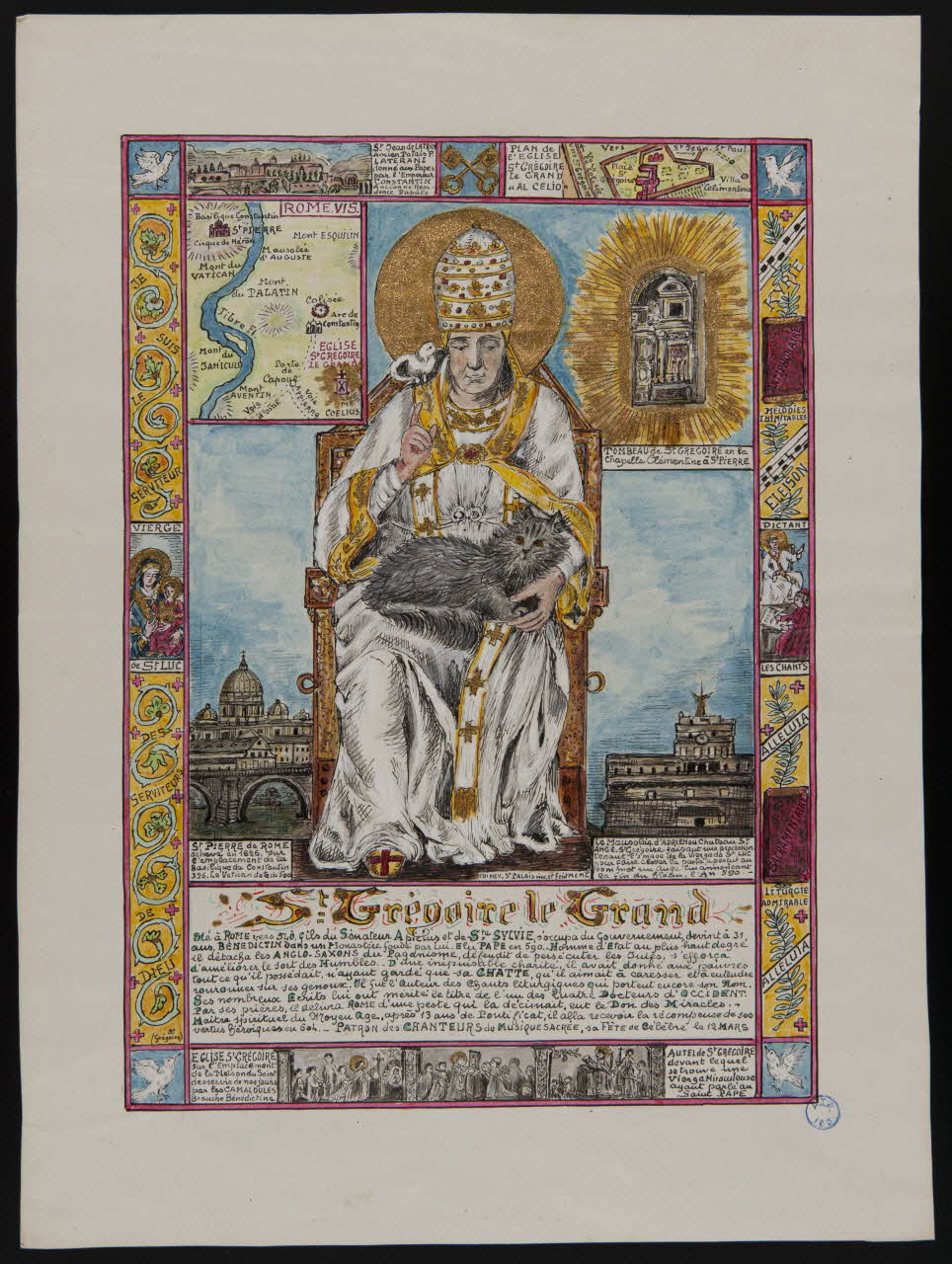 Coincy-Saint-Palais livre d'heures Image religieuse, vie de Saint Grégoire le Grand 1950 1980.37.26 Photo