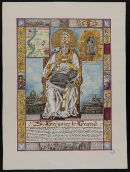 Coincy-Saint-Palais livre d'heures Image religieuse, vie de Saint Grégoire le Grand 1950 1980.37.26 Photo