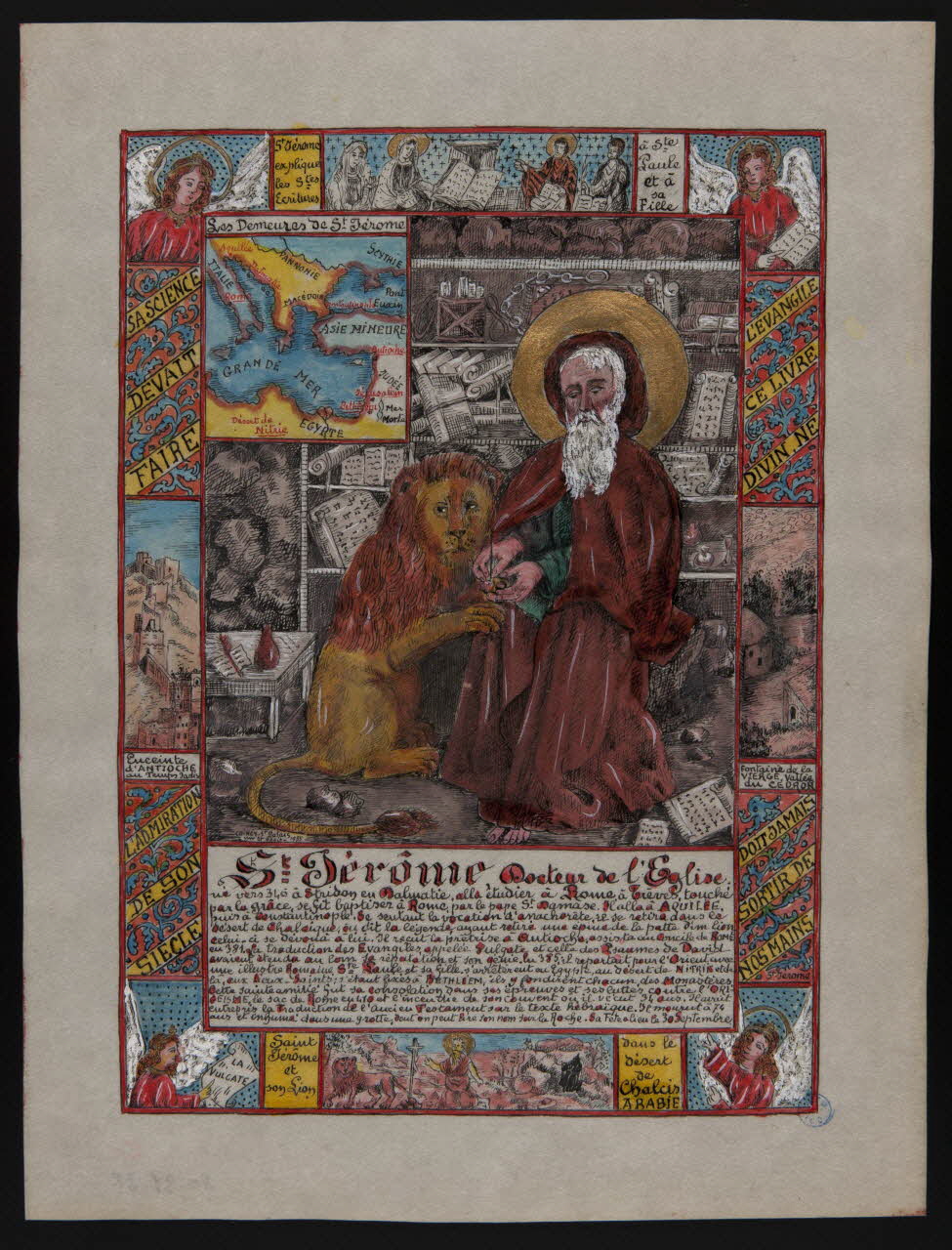 Coincy-Saint-Palais livre d'heures Image religieuse, vie de Saint Jérôme, docteur de l'Eglise 1955 1980.37.27 Photo