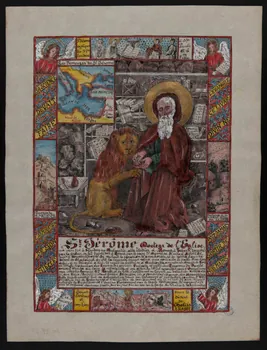 Coincy-Saint-Palais livre d'heures Image religieuse, vie de Saint Jérôme, docteur de l'Eglise 1955 1980.37.27 Photo