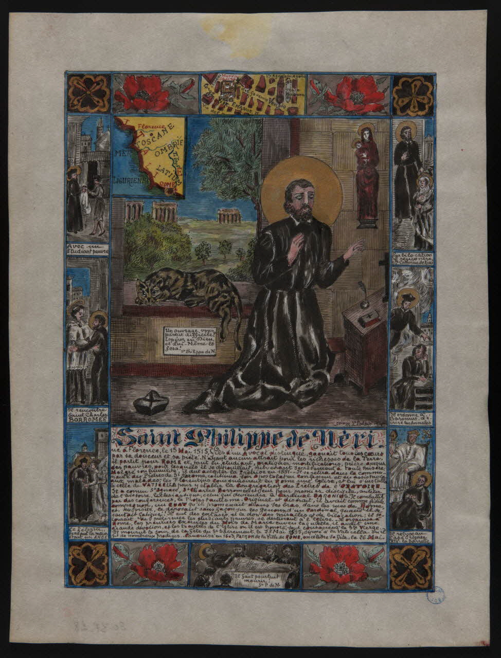 Coincy-Saint-Palais livre d'heures Image religieuse, vie de Saint Philippe de Neri 1958 1980.37.28 Photo