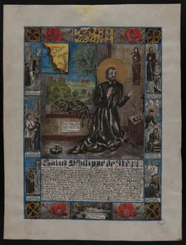 Coincy-Saint-Palais livre d'heures Image religieuse, vie de Saint Philippe de Neri 1958 1980.37.28 Photo