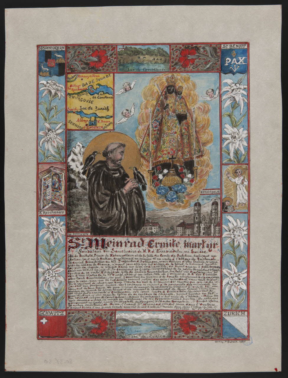 Coincy-Saint-Palais livre d'heures St Meinrad Ermite, martyr 1958 1980.37.30 Photo