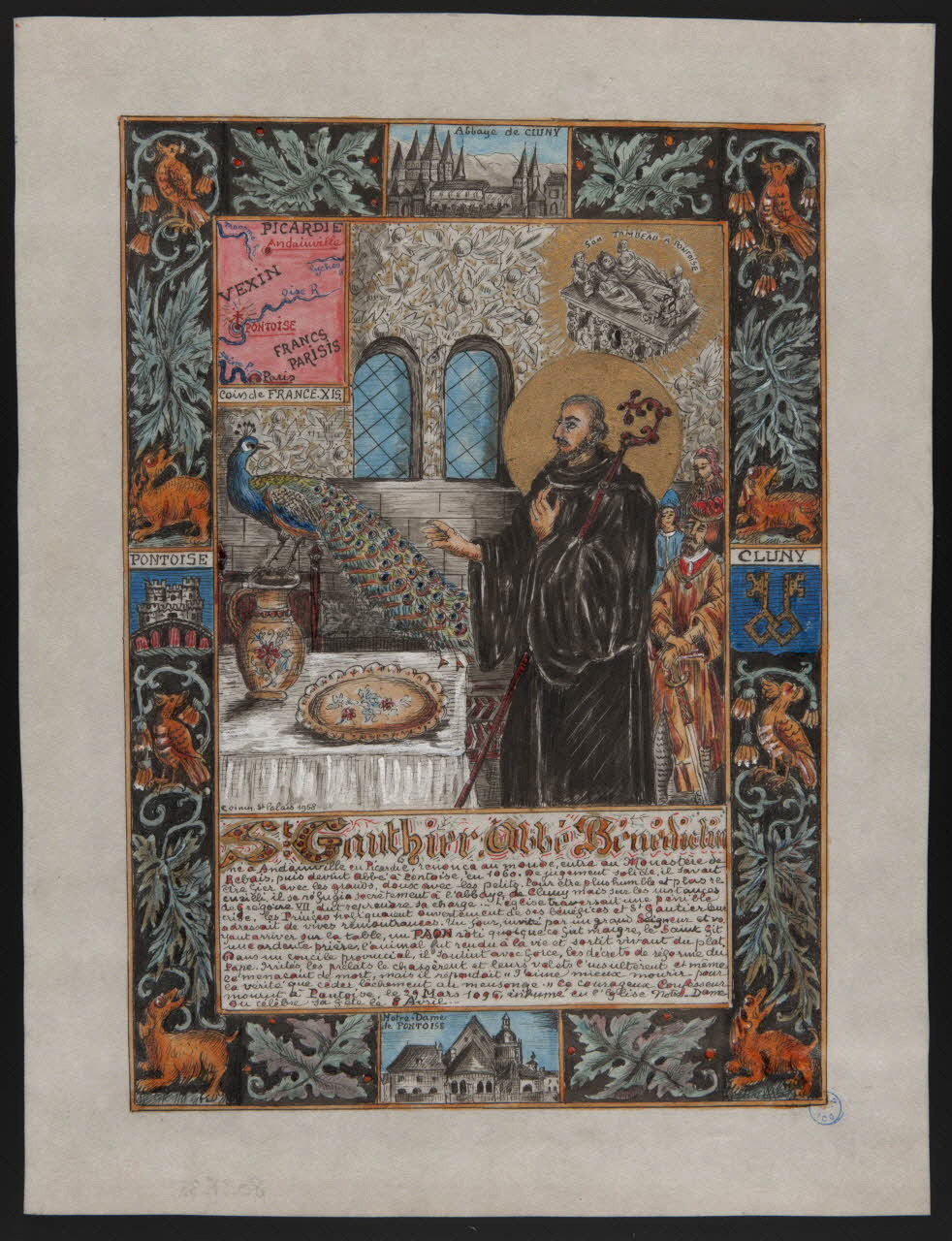 Coincy-Saint-Palais livre d'heures St Gauthier, Abbé bénédictin 1958 1980.37.35 Photo