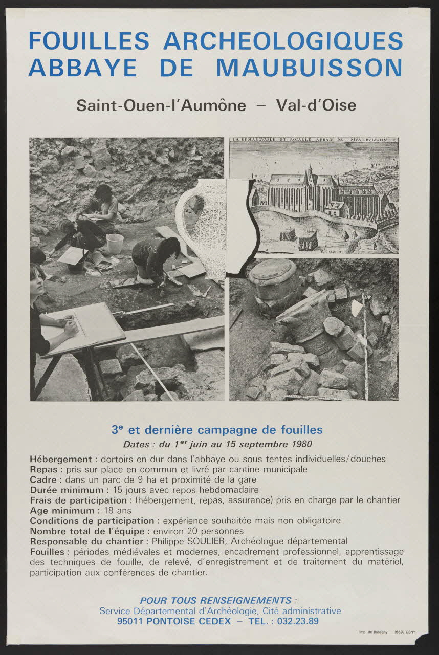estampe FOUILLES ARCHEOLOGIQUES  ABBAYE DE MAUBUISSON 1980.50.51 Photo