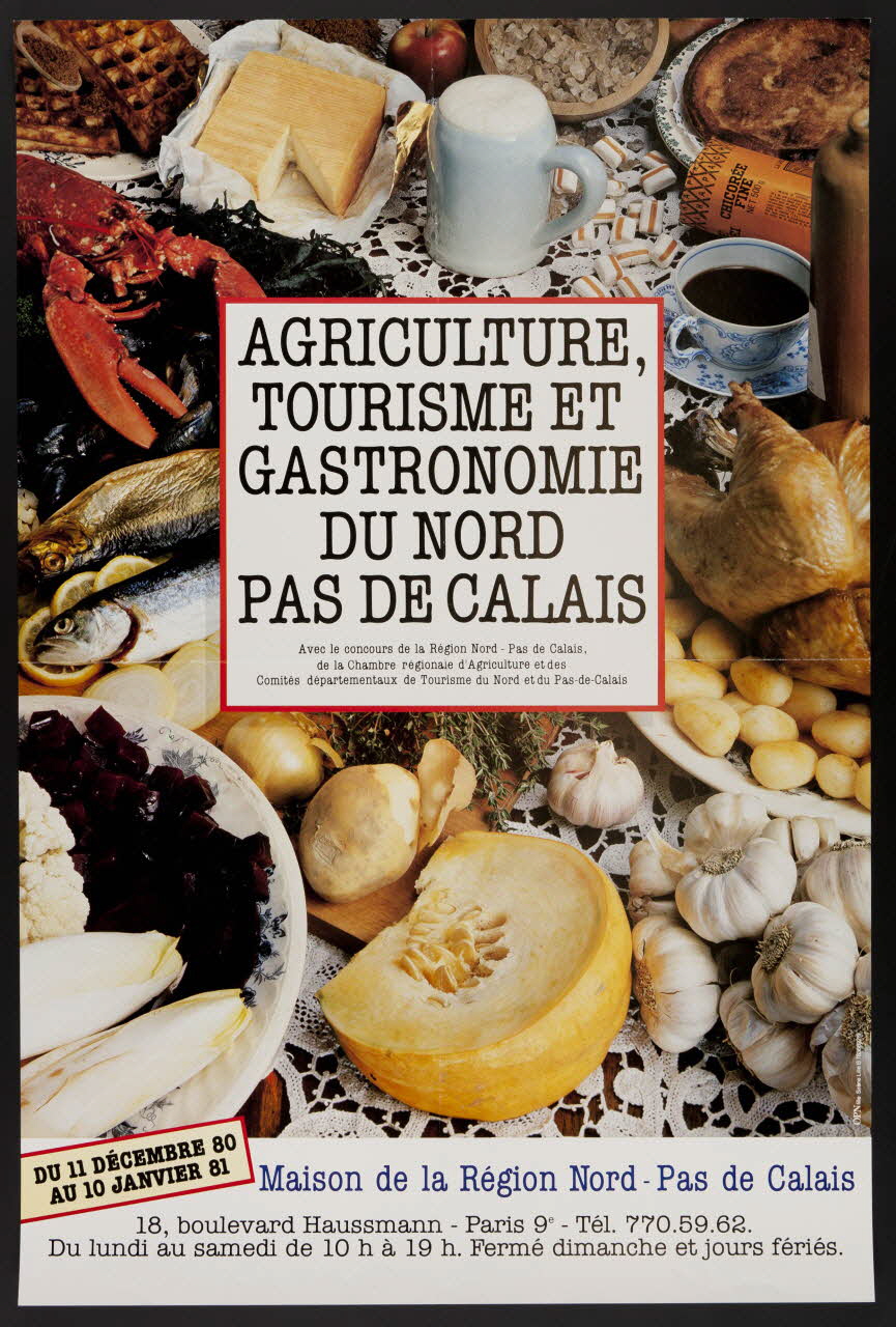 estampe AGRICULTURE,  TOURISME ET  GASTRONOMIE  DU NORD  PAS DE CALAIS  DU 11 DECEMBRE 80  AU 10 JANVIER 81  Maison de la Région Nord - Pas de Calais 1980.50.58 Photo