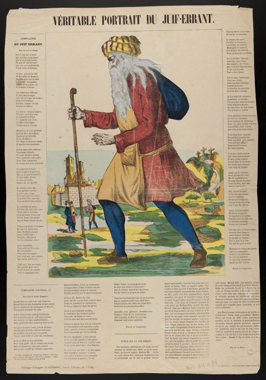 Charles-Eugène Glémarec ; Baudoin P. estampe VERITABLE PORTRAIT DU JUIF-ERRANT Paris 1846-1849 1980.66.31 Photo