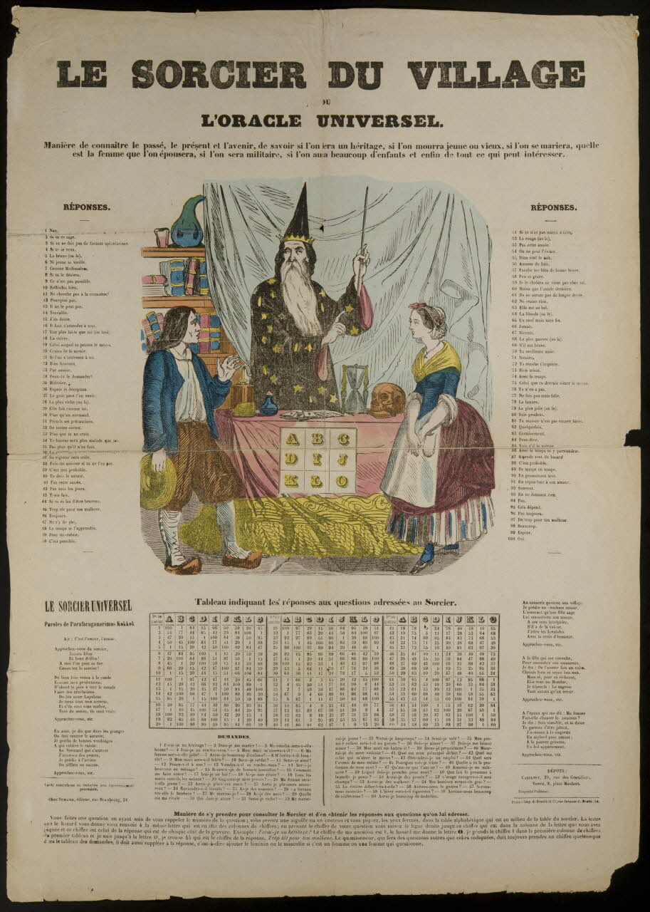 estampe LE SORCIER DU VILLAGE  OU  L'ORACLE UNIVERSEL. 1980.66.32 Photo