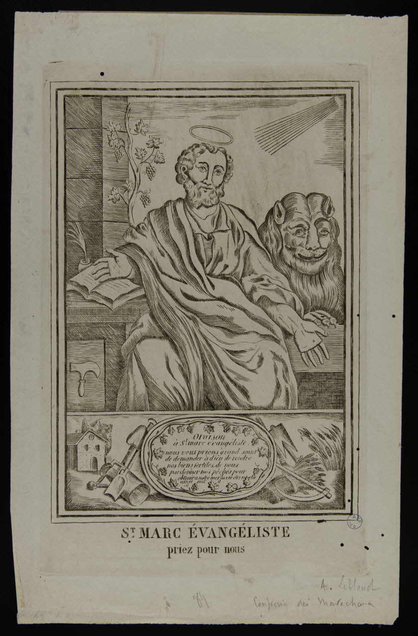 estampe ST MARC EVANGELISTE  priez pour nous 1980.66.40 Photo