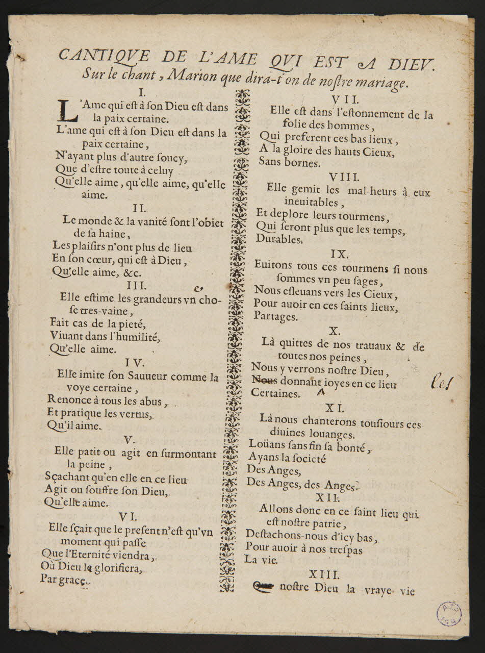 estampe CANTIQUE DE L'AME QUI EST A DIEU. 1980.66.6 Photo