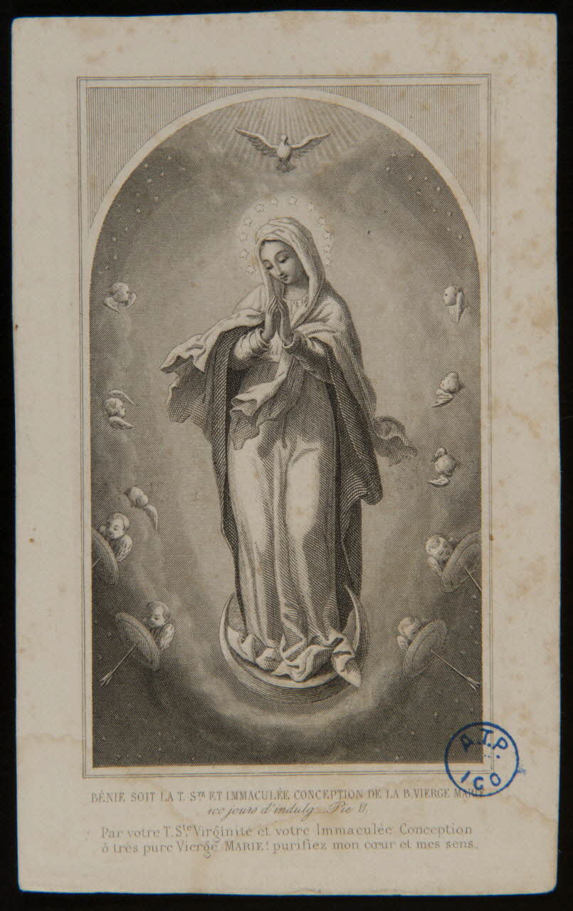 estampe BENIE SOIT LA T. STE. ET IMMACULEE CONCEPTION DE LA B. VIERGE MARIE 1980.68.11 Photo