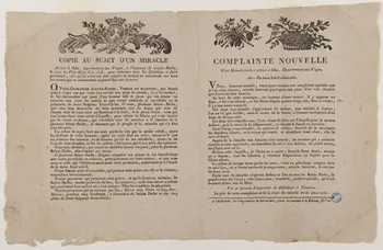 Jean-François Lacombe imagerie ancienne COPIE AU SUJET D'UN MIRACLE  COMPLAINTE NOUVELLE Chartres 1818-1821 1980.68.6  Photo