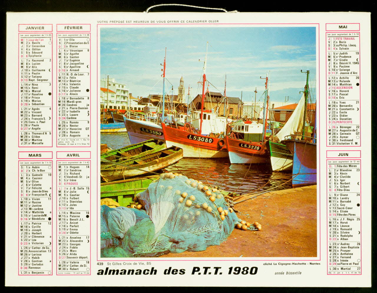 calendrier almanach des P.T.T. 1980 1980.69.4 Photo