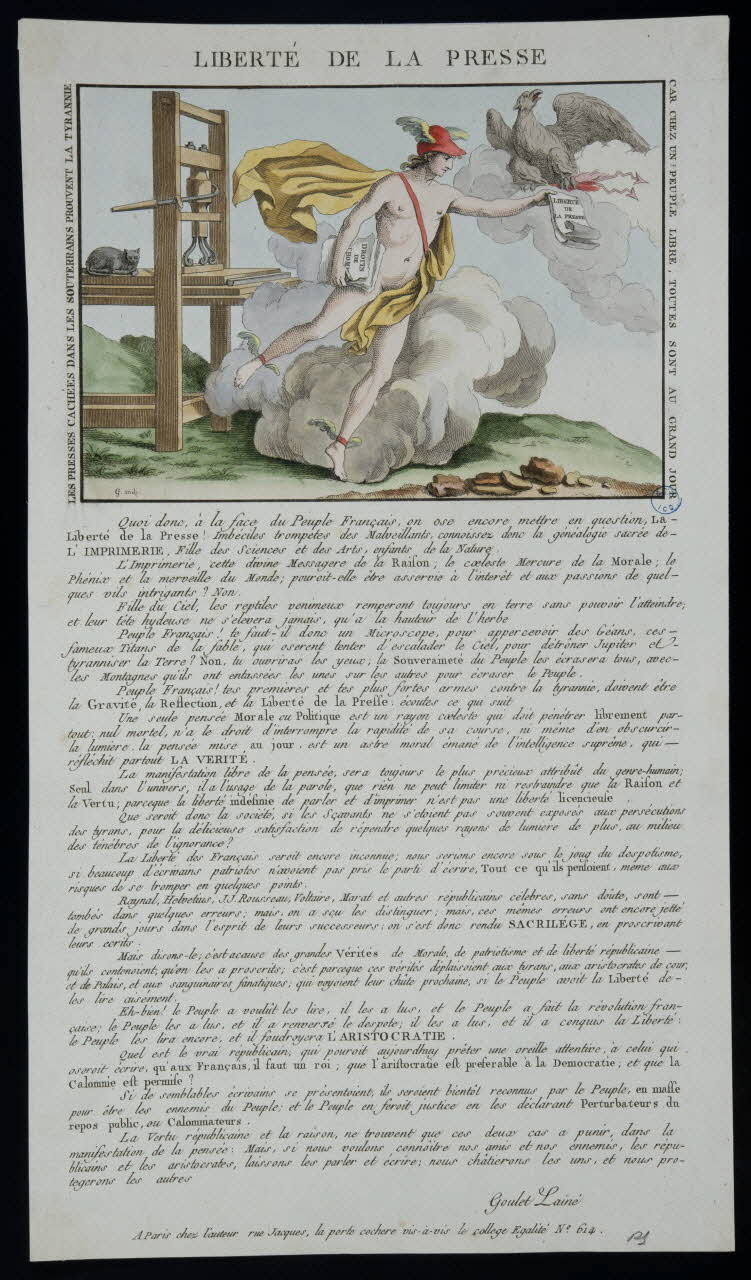 Goulet Séraphin imagerie ancienne LIBERTE DE LA PRESSE Paris 1784-1794 1980.71.3 Photo