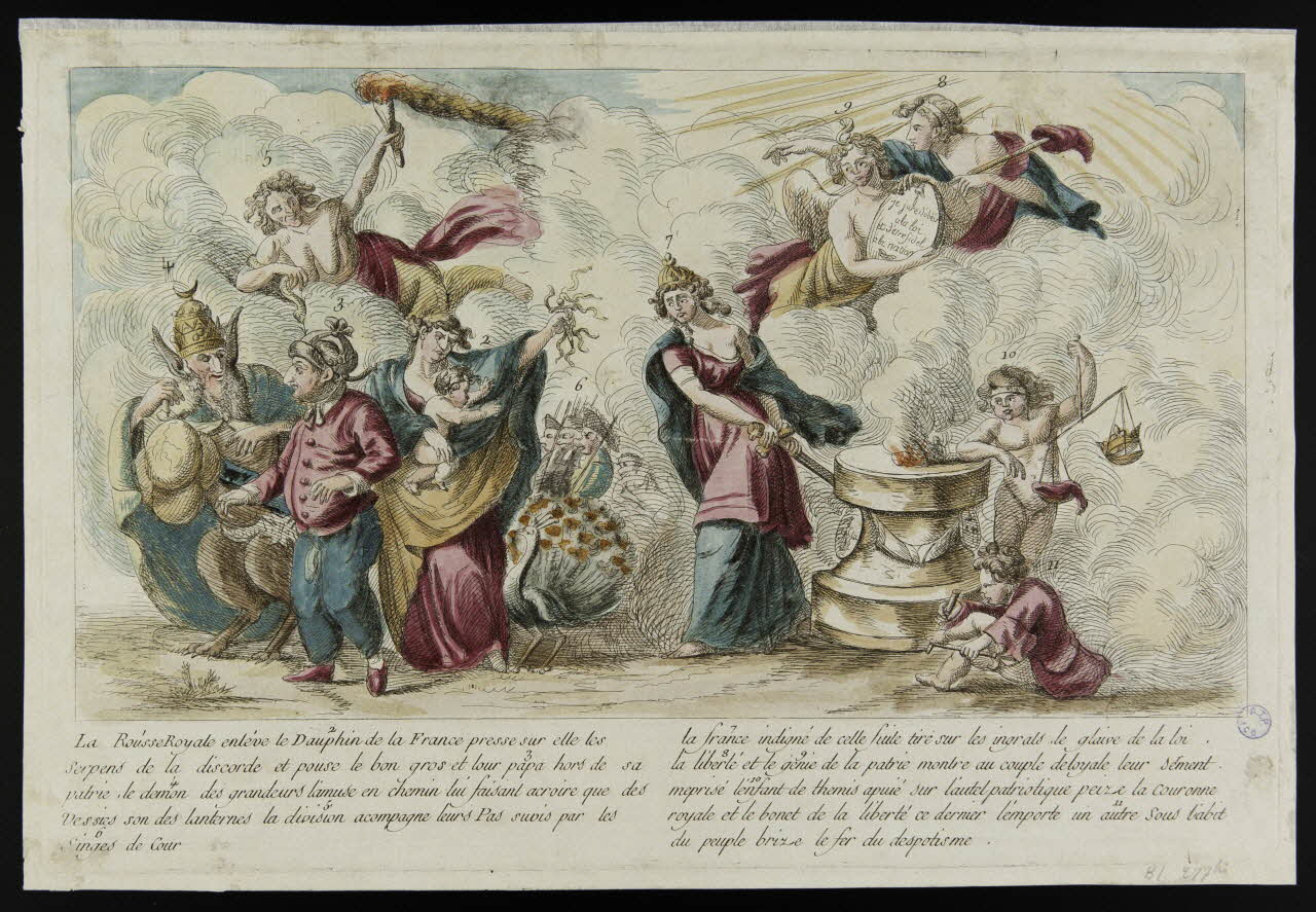 imagerie ancienne La RousseRoyale enléve le Dauphin de la France [...] le fer du despotisme. France 1791 1980.72.15 Photo