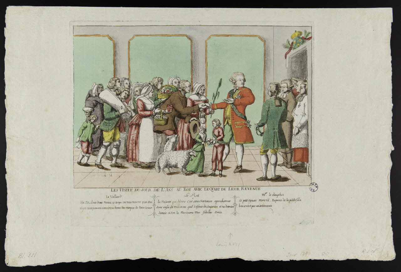 imagerie ancienne LES VISITES DU JOUR DE L'ANS AU ROI AVEC LE QUART DE LEUR REVENUE (sic) France 1784-1794 1980.72.9 Photo