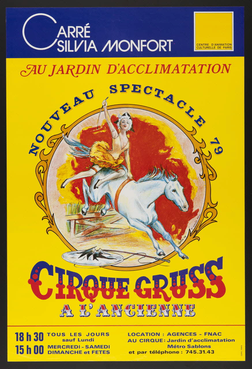 affiche CARRE  SYLVIA MONTFORT  AU JARDIN D'ACCLIMATATION  NOUVEAU SPECTACLE 79  CIRQUE GRUSS  A L'ANCIENNE 1980.81.59 Photo