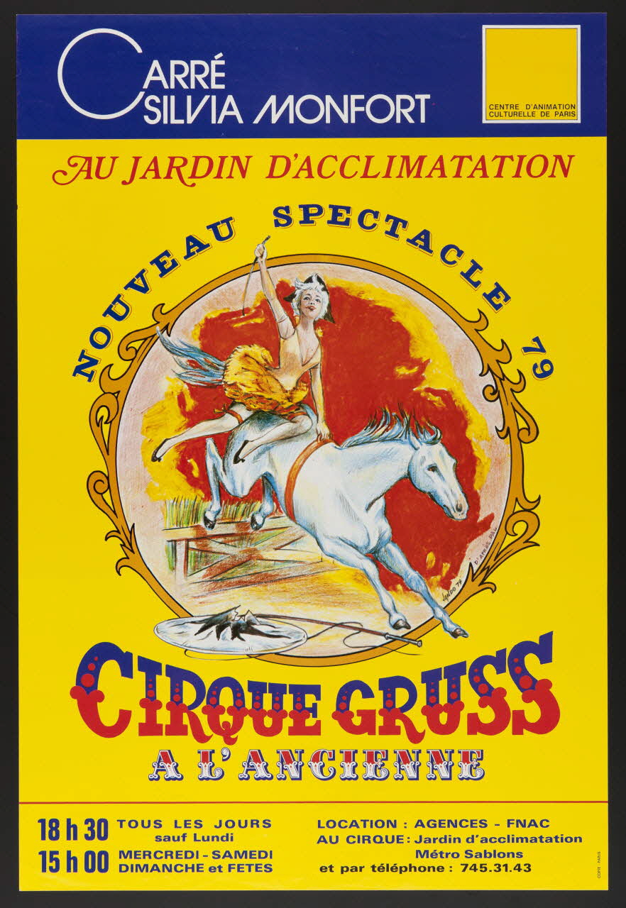 affiche CARRE  SYLVIA MONTFORT  AU JARDIN D'ACCLIMATATION  NOUVEAU SPECTACLE 79  CIRQUE GRUSS  A L'ANCIENNE 1980.81.60 Photo