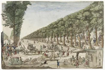 imagerie ancienne 2e VUE DES BOULEVARD A PARIS  2e Vue des Boulevard prise du premier caffé près le Réservoir de la Ville 1758 1981.21.56 Photo