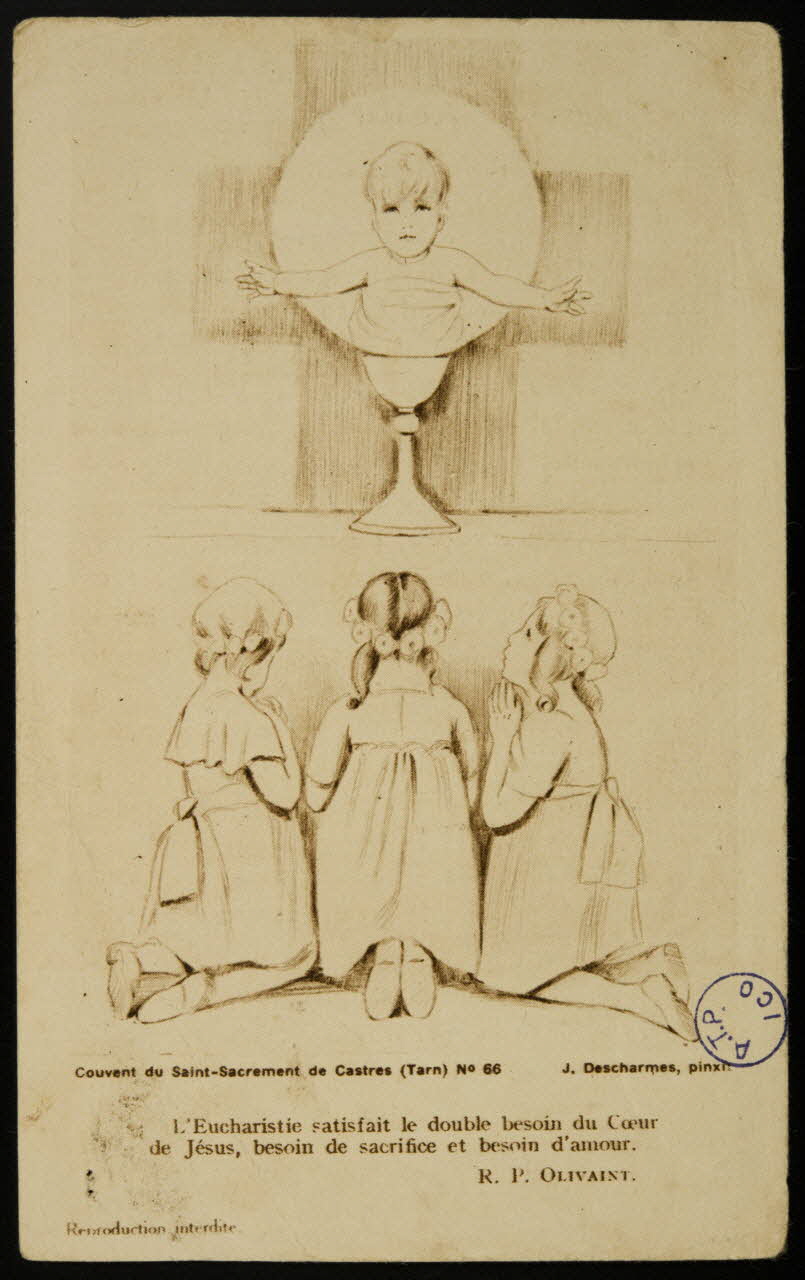 Descharmes, J. image pieuse Jeunes filles priant Castres 1941 1981.22.42 Photo