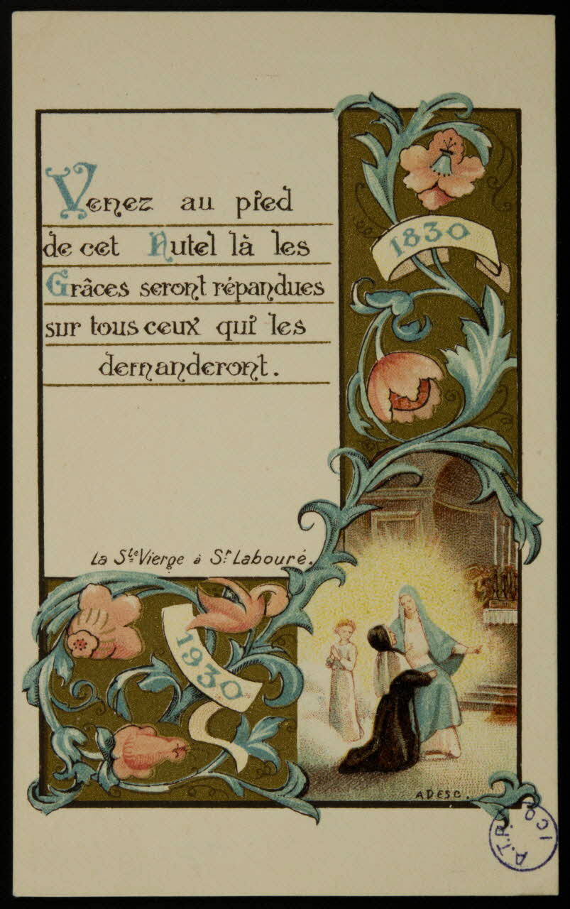 image pieuse La Ste Vierge à Sr Labouré. 1981.22.52 Photo