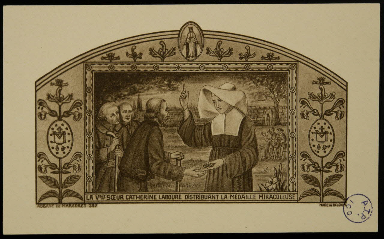 image pieuse LA VBLE SOEUR CATHERINE LABOURE DISTRIBUANT LA MEDAILLE MIRACULEUSE 1981.22.53 Photo
