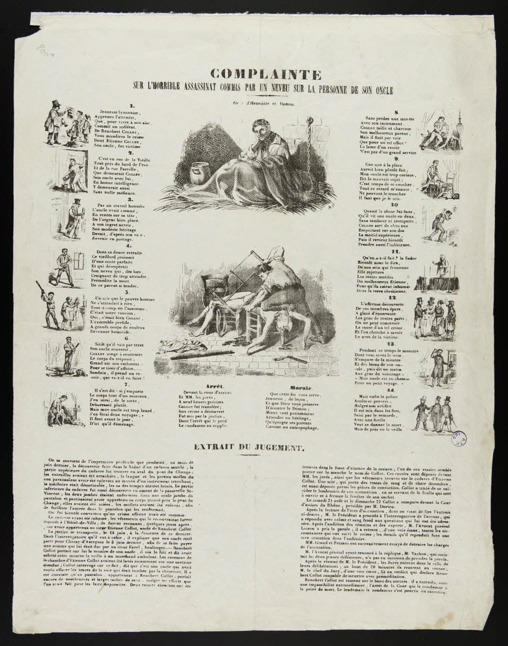 estampe COMPLAINTE  SUR L'HORRIBLE ASSASSINAT COMMIS PAR UN NEVEU SUR LA PERSONNE DE SON ONCLE 1981.32.10 Photo