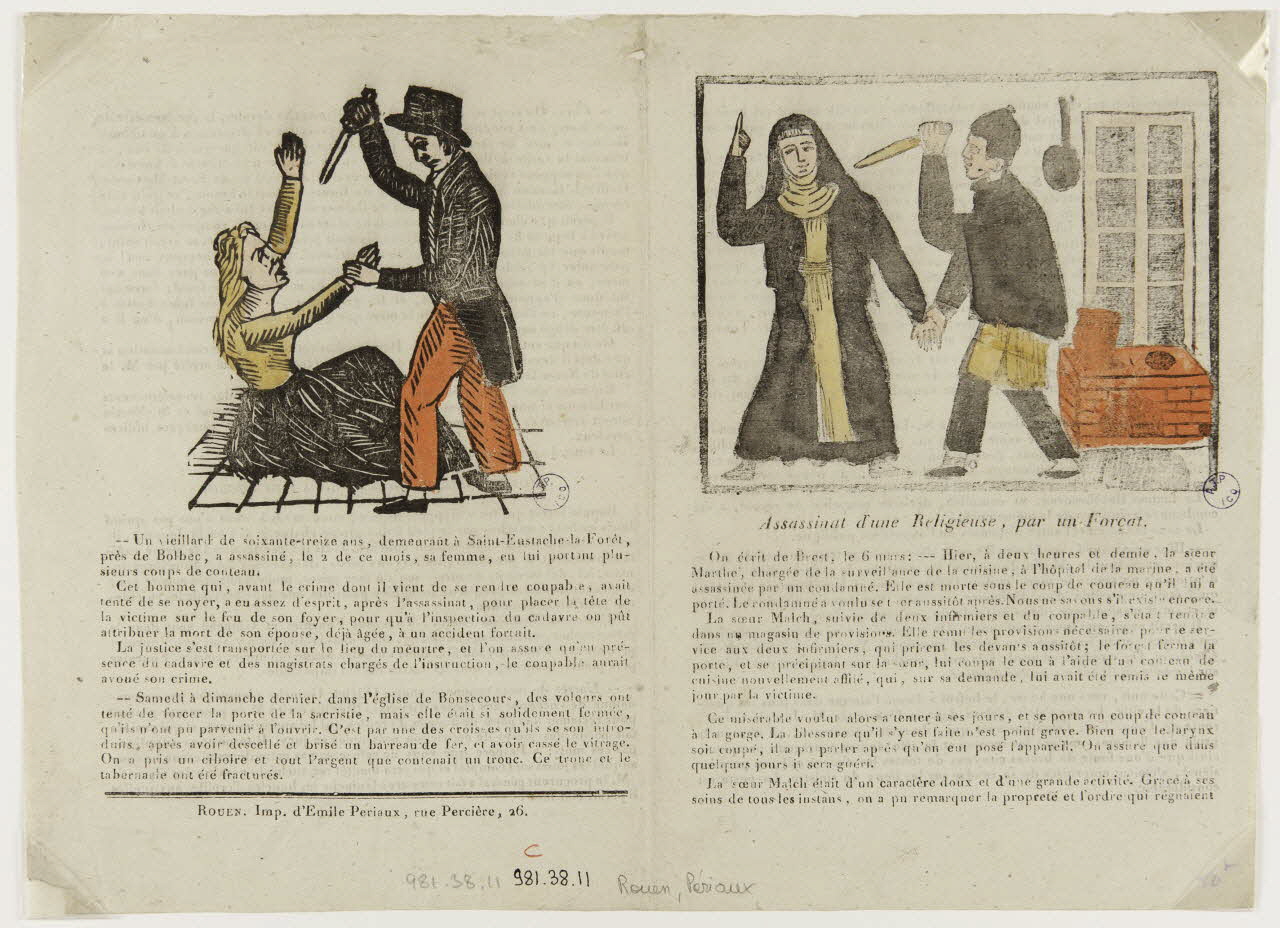Emile Périaux canard Assassinat d'une Religieuse, par un Forçat. Rouen 1835-1845 1981.38.11 Photo