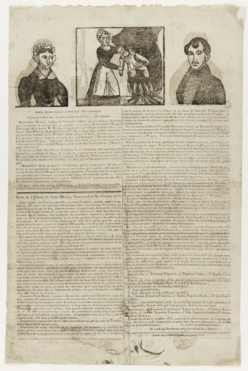 Emile Périaux ; Duchesne canard COUR CRIMINELLE CENTRALE DE LONDRES. Rouen 1838 1981.38.14 Photo