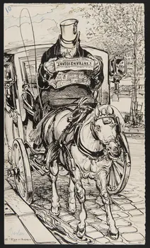 Tiret Bognet Georges dessin Calèche, cocher et cheval 1895-1905 1981.49.12 Photo