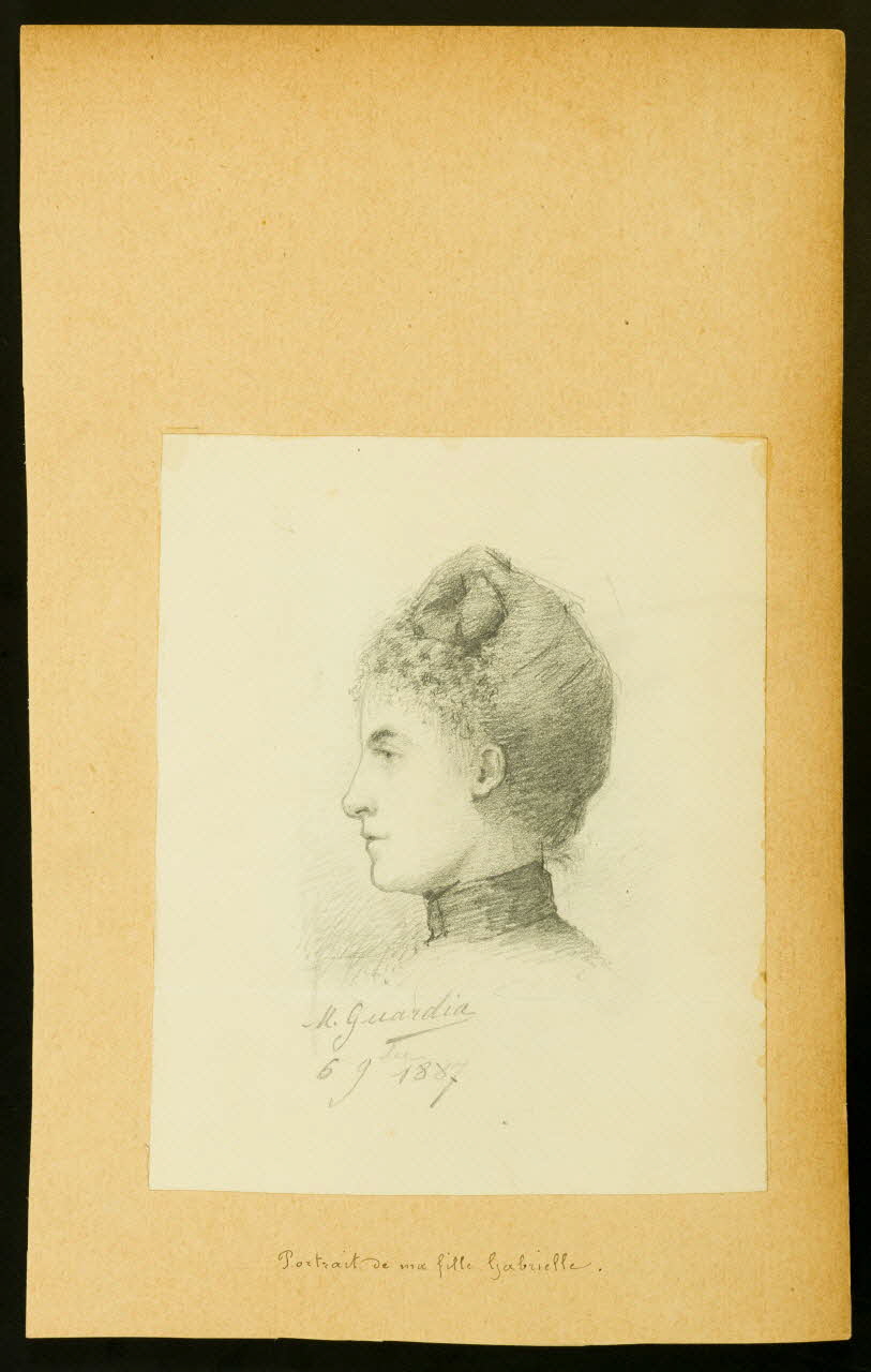 Guardia M. partie d'un ensemble de dessins, album Portrait de Mademoiselle Gabrielle Beaunis 1887 1981.53.1.2 Photo