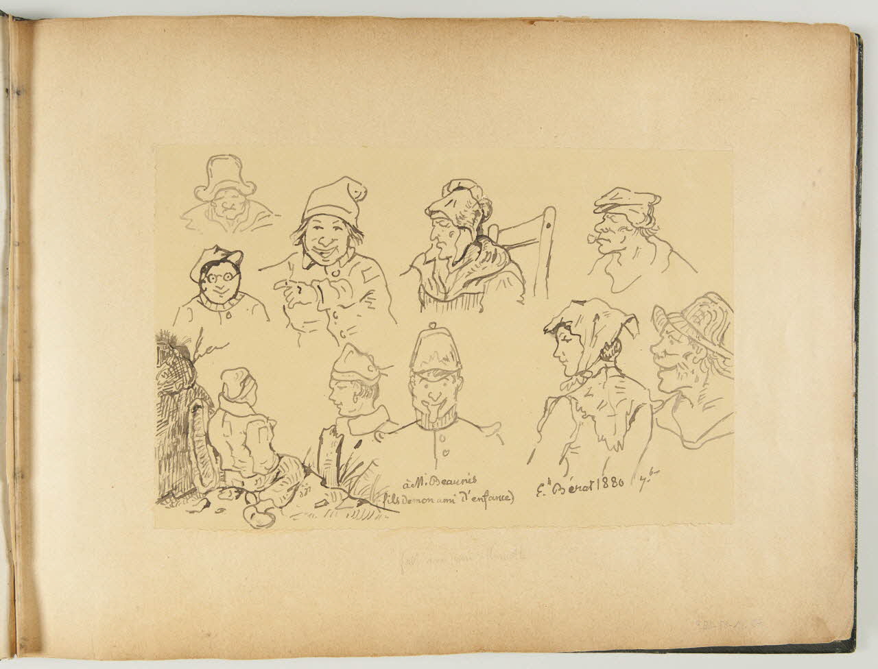 Berat Eustache partie d'un ensemble de dessins, album Portraits charge 1880 1981.53.1.27 Photo