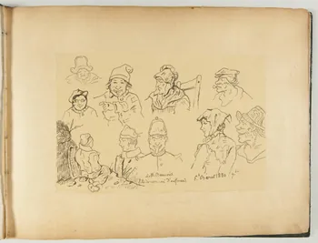 Berat Eustache partie d'un ensemble de dessins, album Portraits charge 1880 1981.53.1.27 Photo