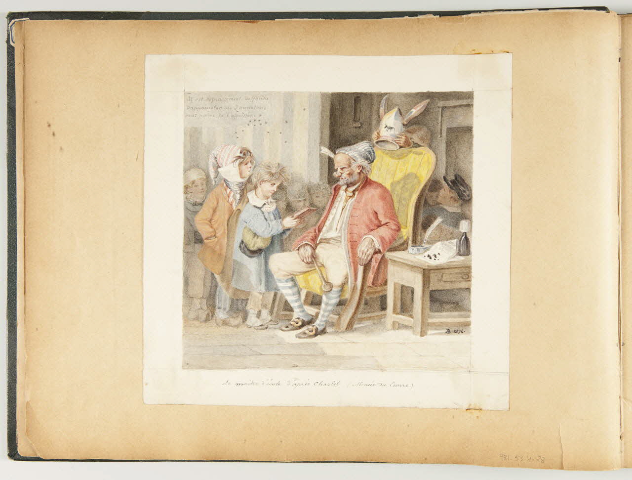 Beaunis Auguste partie d'un ensemble de dessins, album Le maître d'école d'après Charlet (Musée du Louvre) 1896 1981.53.1.28 Photo