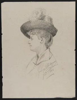 Beaunis Auguste partie d'un ensemble de dessins, album Portrait de femme 1886 1981.53.1.3 Photo
