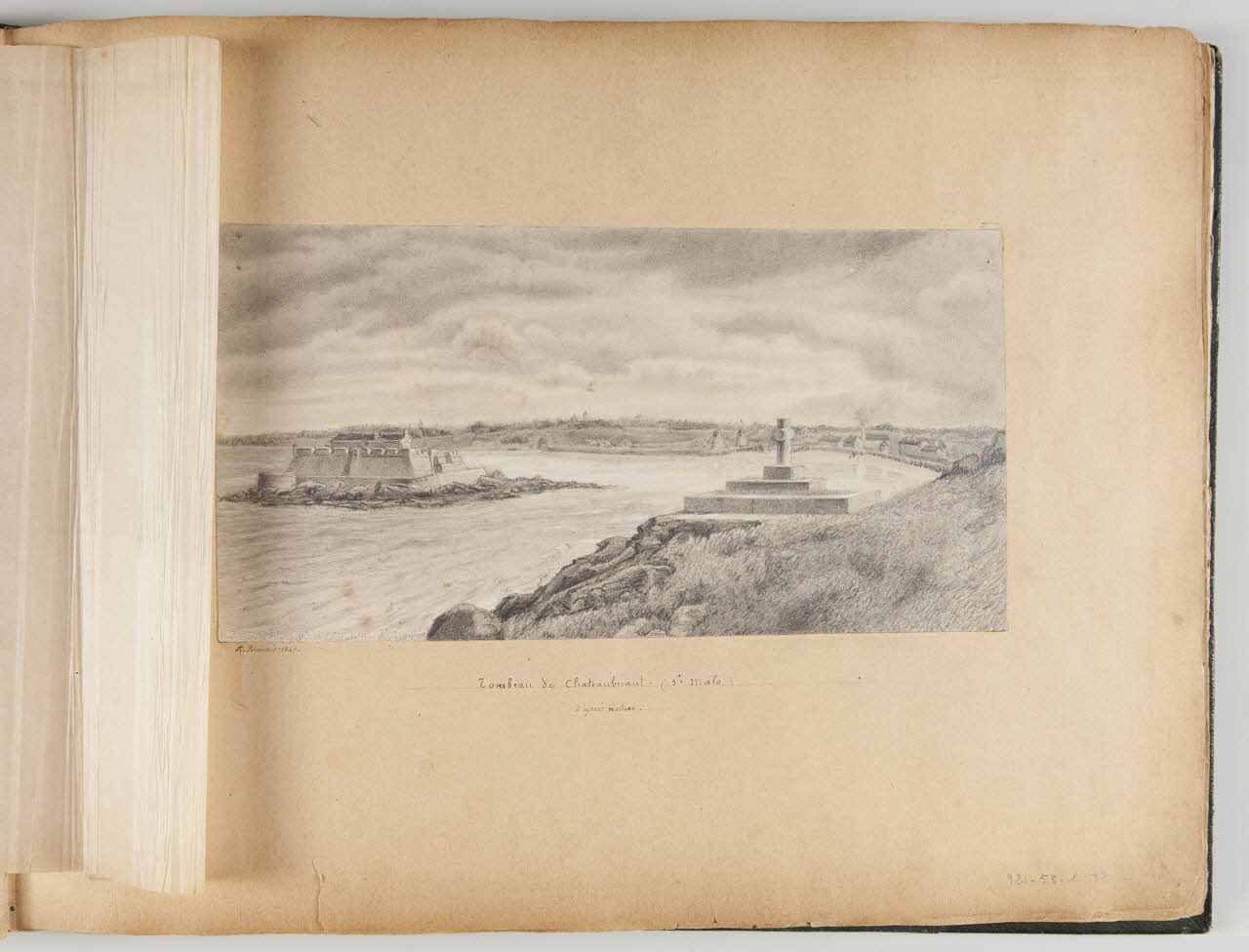 Beaunis Auguste partie d'un ensemble de dessins, album Tombeau de Châteaubriant - (St Malo)  d'après nature. 1849 1981.53.1.32 Photo
