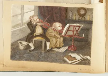 Beaunis Auguste partie d'un ensemble de dessins, album Deux singes violonistes 1900 1981.53.1.34 Photo