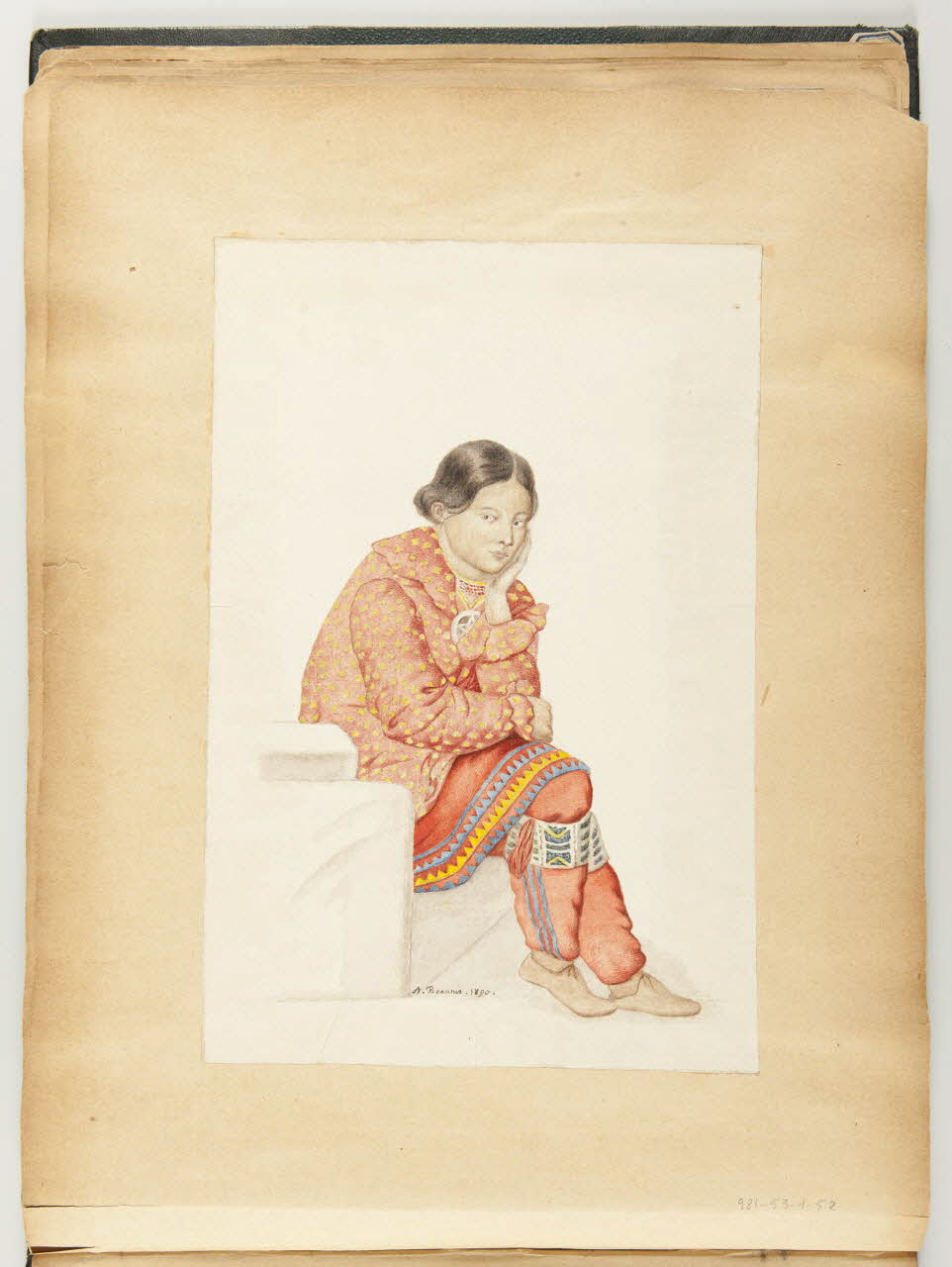 Beaunis Auguste partie d'un ensemble de dessins, album Indienne Osage 1890 1981.53.1.52 Photo