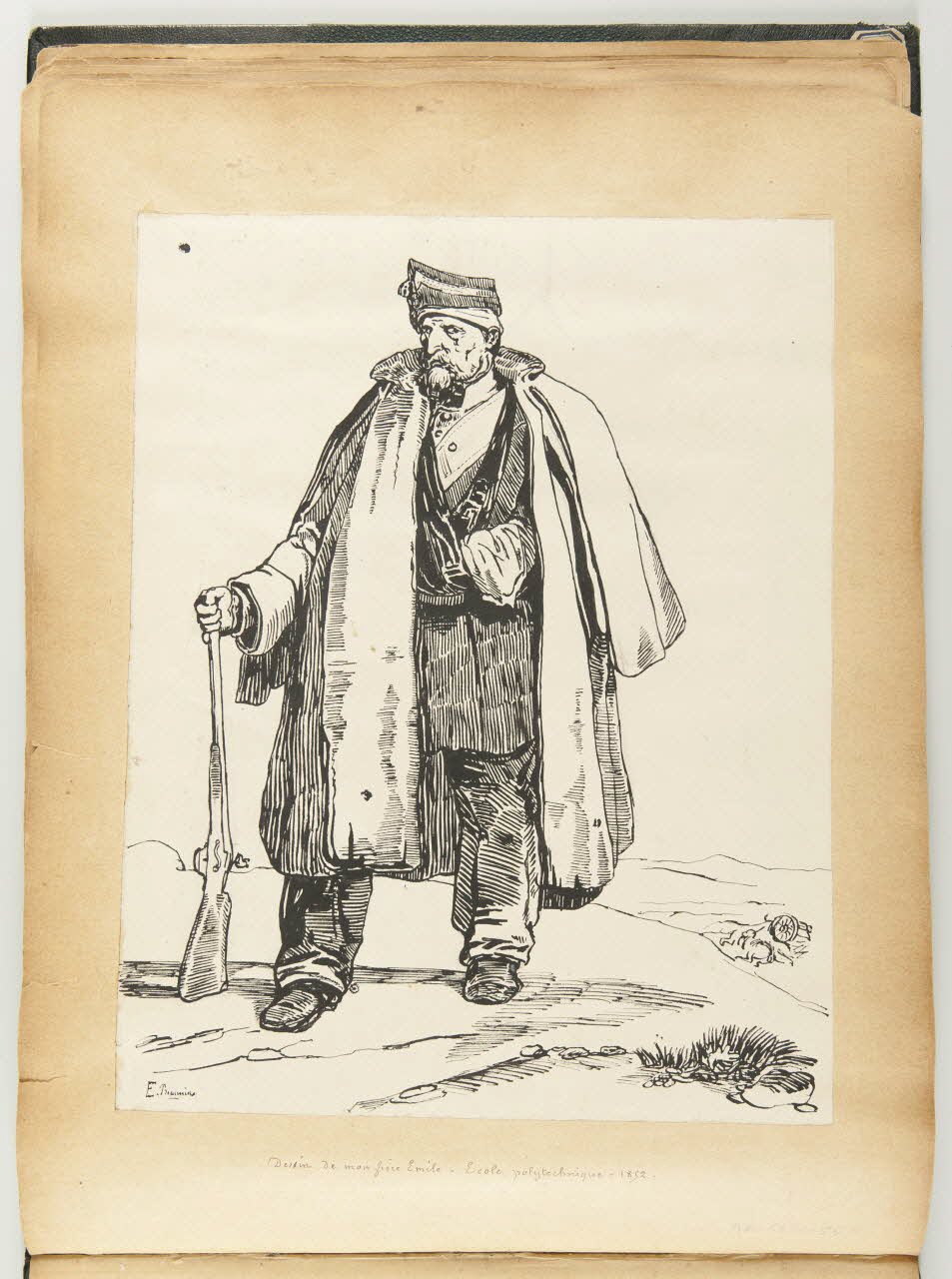 Beaunis Emile partie d'un ensemble de dessins, album Soldat blessé 1852 1981.53.1.55 Photo