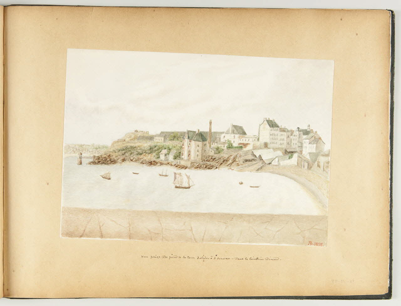 Beaunis Auguste partie d'un ensemble de dessins, album Vue prise au pied de la tour Solidor à St Servan. Dans le lointain Dinan. 1898 1981.53.1.89 Photo