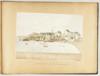 Beaunis Auguste partie d'un ensemble de dessins, album Vue prise au pied de la tour Solidor à St Servan. Dans le lointain Dinan. 1898 1981.53.1.89 Photo